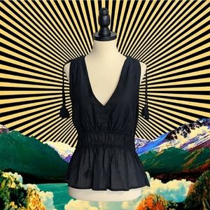 J.CREW black V-neck cotton voile top